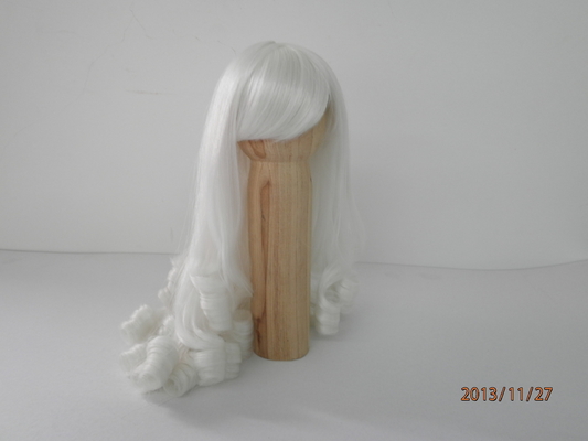 Customized White Doll Hair Wigs Tangle Free Synthetic Hair Wigs