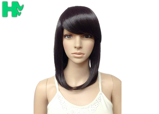 Synthetic Heat Resistant Wigs / Long Bob Wigs With Side Bangs