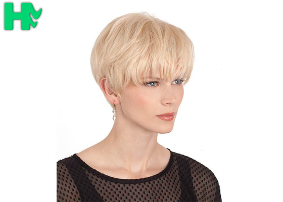 100% Kanekalon Light Blonde Synthetic Hair Wigs Short Layers Fiber Wigs