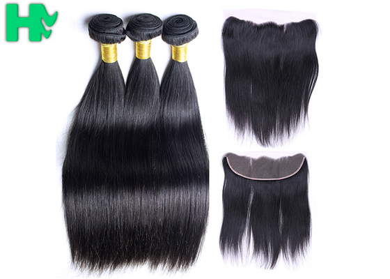 13*4 Straight Frontal Peruvian Human Hair Lace Closure / Lace Front Closure Piece