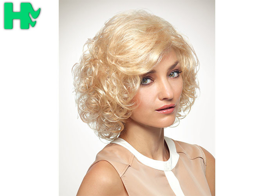 Half Hand Made 14 Inch Short Synthetic Wigs For White Women Heat Resistant