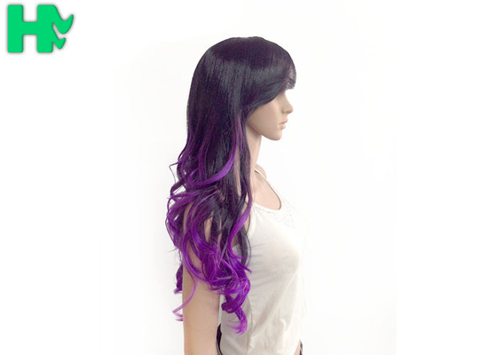 Loose Curly Synthetic Hair Wigs Lace Cap , High Temperature Fiber Wig