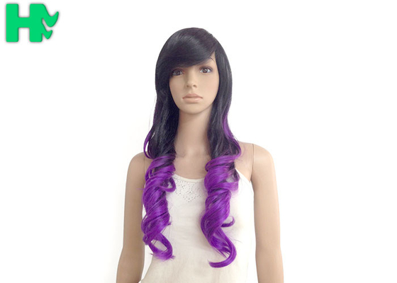 Loose Curly Synthetic Hair Wigs Lace Cap , High Temperature Fiber Wig