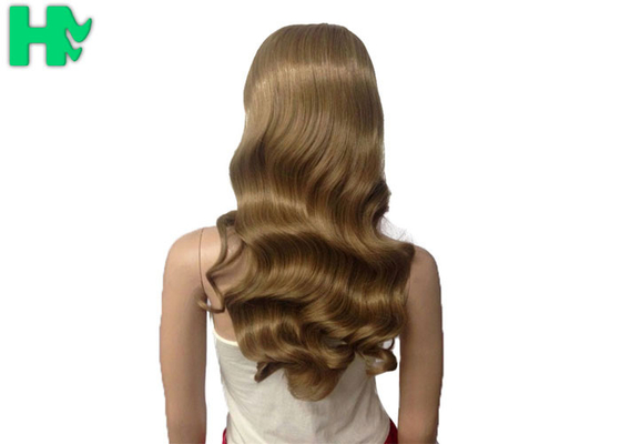 Deep Wave Long Synthetic Wigs Dark Blonde Lustrous With Highlight