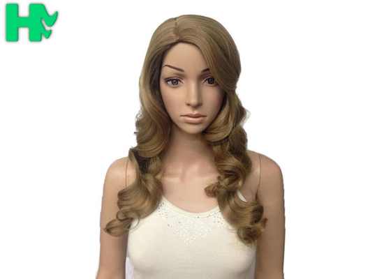 Deep Wave Long Synthetic Wigs Dark Blonde Lustrous With Highlight
