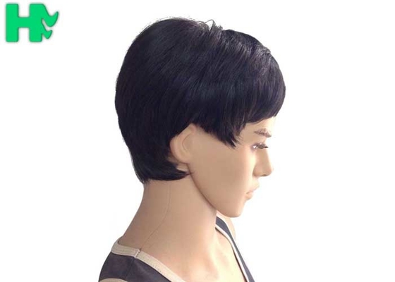Double Knot Machine Made Wigs / Dark Brown Short Hair Wigs For Men