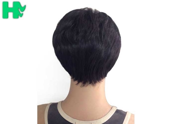 Double Knot Machine Made Wigs / Dark Brown Short Hair Wigs For Men