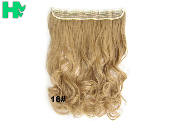 22 Inch Gold Clip In Synthetic Curly Hair Extensions With Body Wave