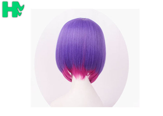 Party Purple Synthetic Cosplay Wigs With Ponytails Non Flammable