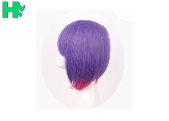 Party Purple Synthetic Cosplay Wigs With Ponytails Non Flammable