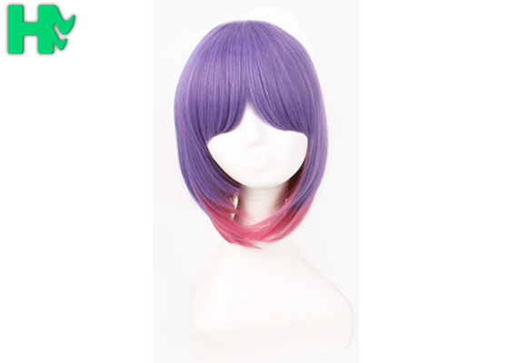 Party Purple Synthetic Cosplay Wigs With Ponytails Non Flammable