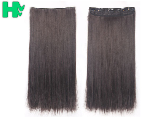 Natural Wave Synthetic Clip On Hair Extensions Straight Soft And Smooth