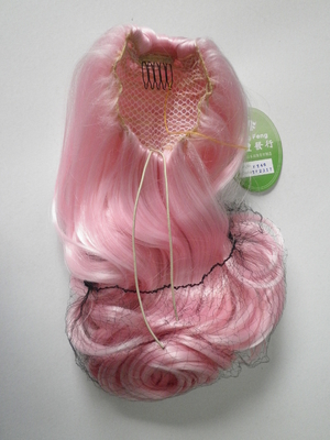 Pink Wigs Ponytails Hair Pieces Curly 24 Inches , Fake Hair Pieces For Women