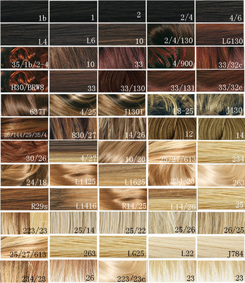 Synthetic Blonde Hair Color Chart / Hair Dye Color Chart Customer
