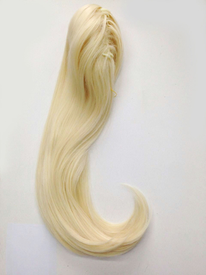 Silky Straight Synthetic Hair Pieces For Ponytail Platinum Blond