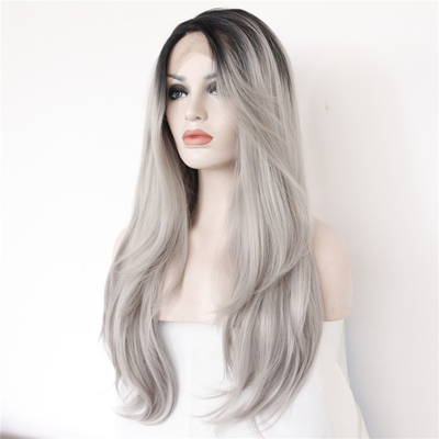 5A Ombre Synthetic Front Lace Wigs Natural Hair Line Deep Wave