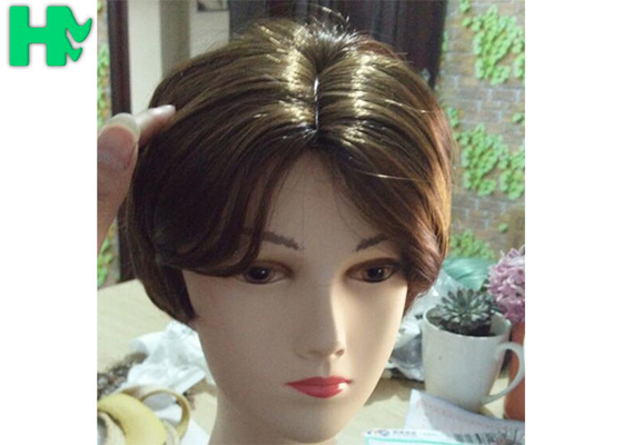 Heat Resistant Men Hair Wig Deep Brown Soft Straight With Bangs