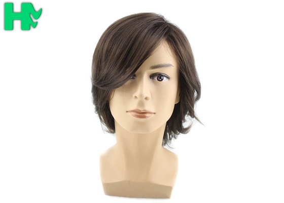 Mens Short Hair Wig Machine Made Tangle Free , Mens Wigs Human Hair