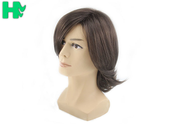 Mens Short Hair Wig Machine Made Tangle Free , Mens Wigs Human Hair