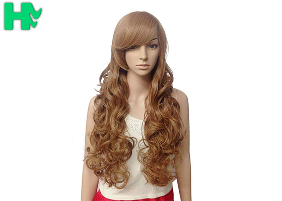 Synthetic Natural Hairline Lace Front Wigs 68 CM Length Non Flammable