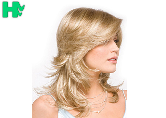 16 Inch Clip In Hair Extensions Natural Hairline Full Lace Wigs Light Blonde