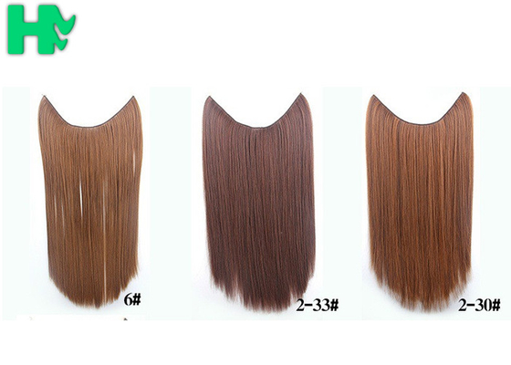Synthetic Fibre Hair Extensions Straight Double Drawn Human Hair Wefts