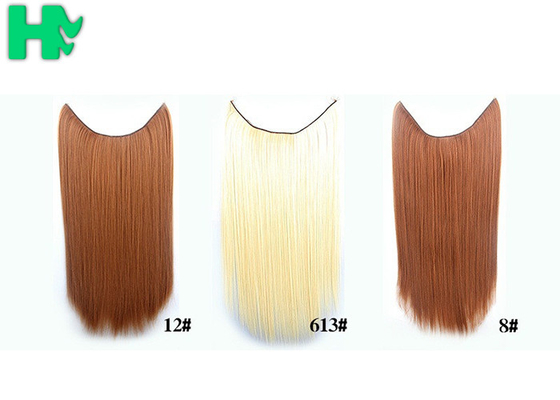 Synthetic Fibre Hair Extensions Straight Double Drawn Human Hair Wefts