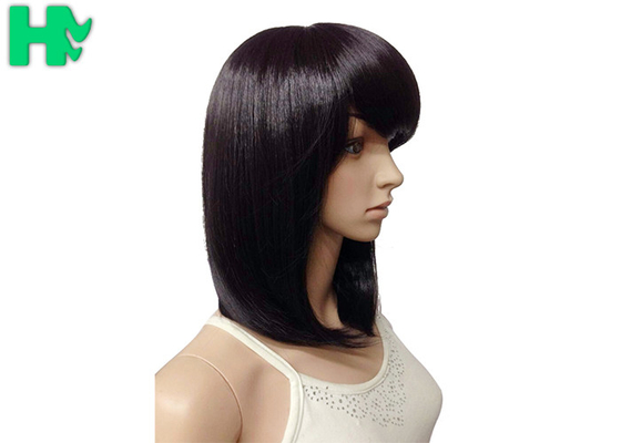 Synthetic Heat Resistant Wigs / Long Bob Wigs With Side Bangs