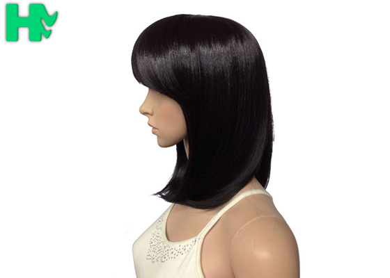 Synthetic Heat Resistant Wigs / Long Bob Wigs With Side Bangs