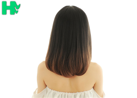 Natural Straight Heat Resistant Fiber Wigs Lace Front With Dark Brown