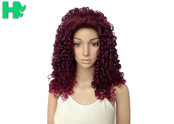 Body Wave Wine Red Long Synthetic Wigs Afo Kinky Curly 18 inches
