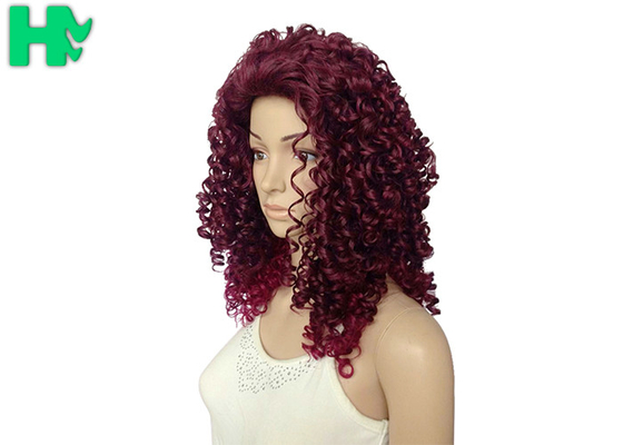 Body Wave Wine Red Long Synthetic Wigs Afo Kinky Curly 18 inches