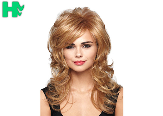 Synthetic Long Ladies Synthetic Wigs Heat Resistant Fiber Dark Blonde Wigs