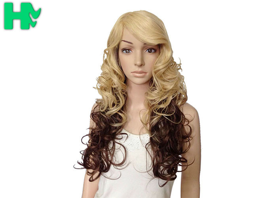 Dark Blonde Long Synthetic Wigs Normal Lace Natural Curly Fiber