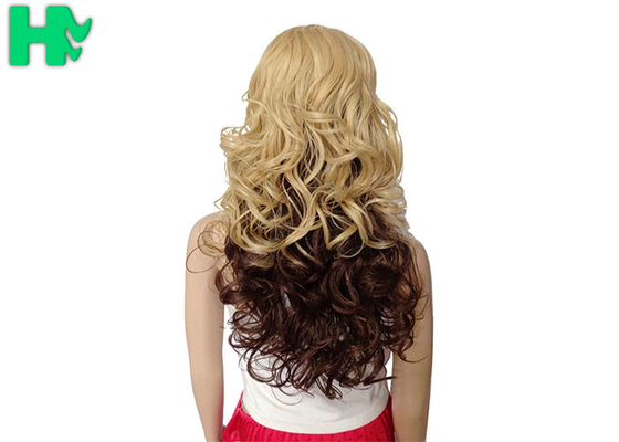Dark Blonde Long Synthetic Wigs Normal Lace Natural Curly Fiber