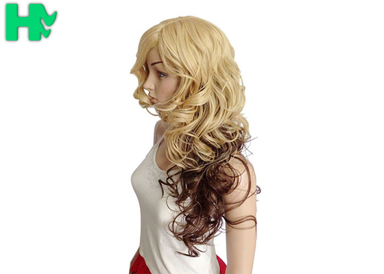 Dark Blonde Long Synthetic Wigs Normal Lace Natural Curly Fiber