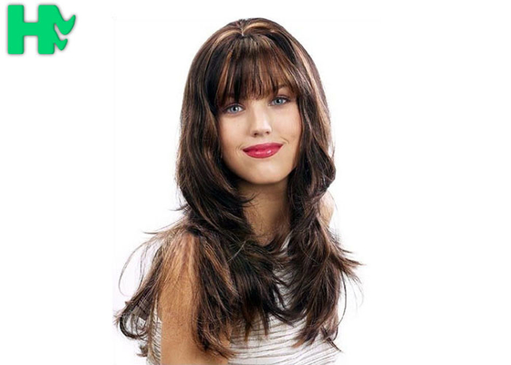 Attractive Layered Mixed Color Long Full Bang Women's Synthetic Hair Wigs