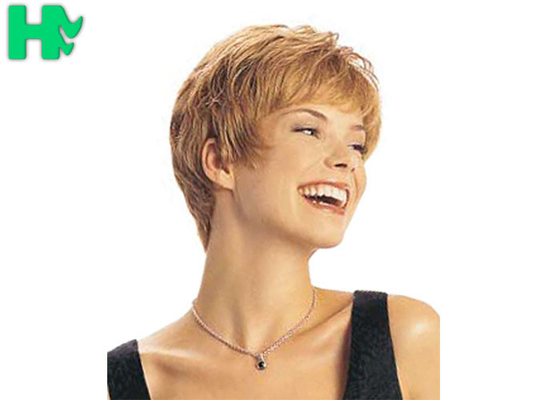100% Kanekalon Light Blonde Synthetic Hair Wigs Short Layers Fiber Wigs