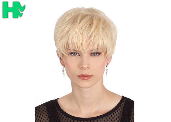 100% Kanekalon Light Blonde Synthetic Hair Wigs Short Layers Fiber Wigs