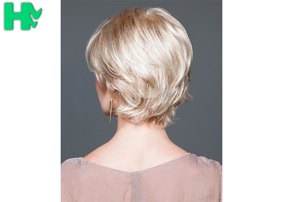 Blonde Soft Short Synthetic Wigs High Temperature Fiber For White Women