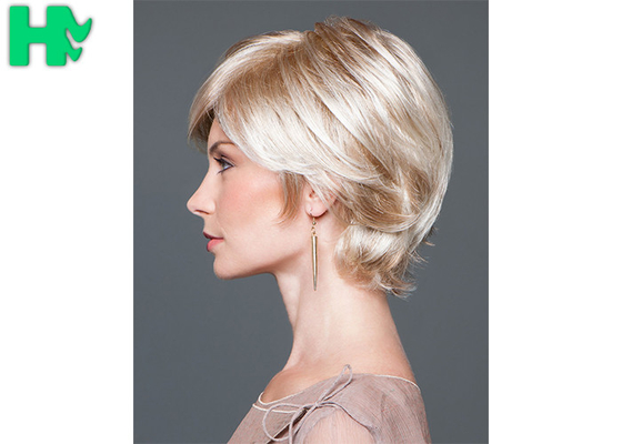 Blonde Soft Short Synthetic Wigs High Temperature Fiber For White Women