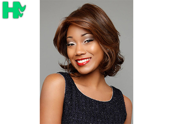 Bleached Knots Lace Short Synthetic Wigs Soft Silky 14 Inch Body Wave