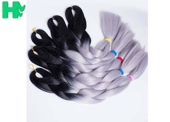 Two Tone Jumbo Fake Hair Pieces High Temperature Fiber Synthetic Braiding