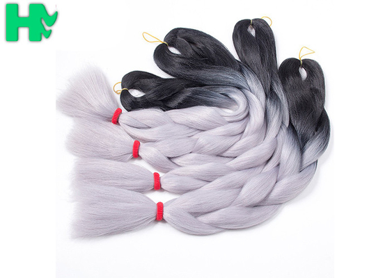 Two Tone Jumbo Fake Hair Pieces High Temperature Fiber Synthetic Braiding