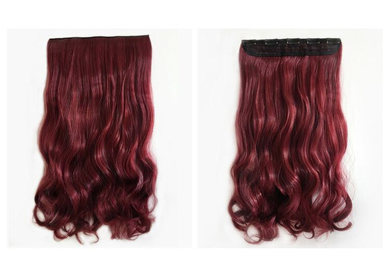 Popular Golden Synthetic Clip In Hair Extensions Long Curly Hair Weft