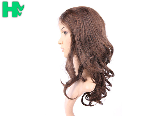 Dark Brown Synthetic Front Lace Long Wigs Curly High Temperature Fiber Wig