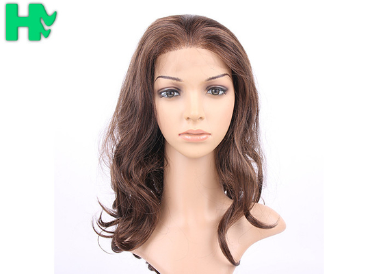 Dark Brown Synthetic Front Lace Long Wigs Curly High Temperature Fiber Wig