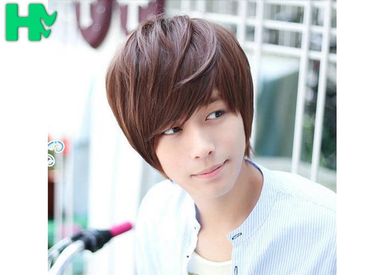 Tangle Free Mens Hair Wigs Bright Straight Hair Weave For White Men