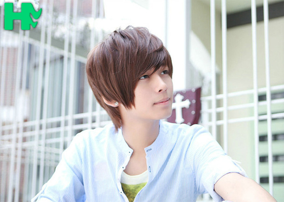 Tangle Free Mens Hair Wigs Bright Straight Hair Weave For White Men