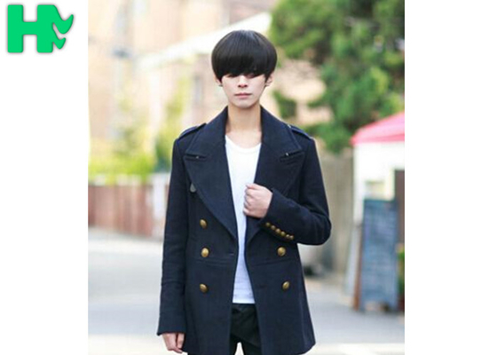 Black Color Mens Synthetic Hair Wig With High Temperature , No Shedding No Tangle